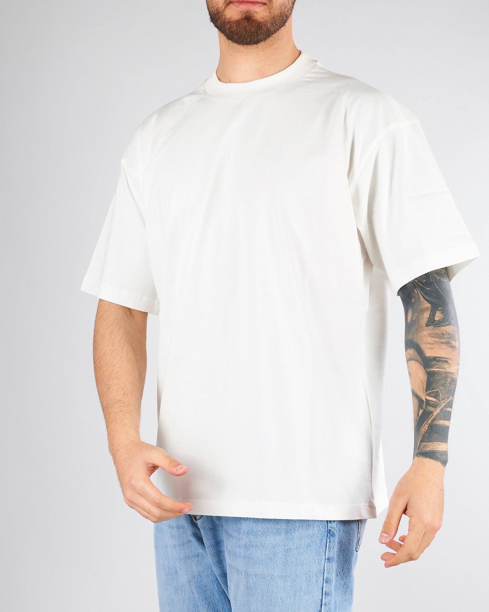 T-shirt Bianco con patch logo sul retro S6PKUATH148 002 A PAPER KID 