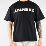 T-shirt Nero con stampa logo Relaxed Fit S6PKUATH154 110 A PAPER KID 