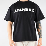 T-shirt Nero con stampa logo Relaxed Fit S6PKUATH154 110 A PAPER KID 