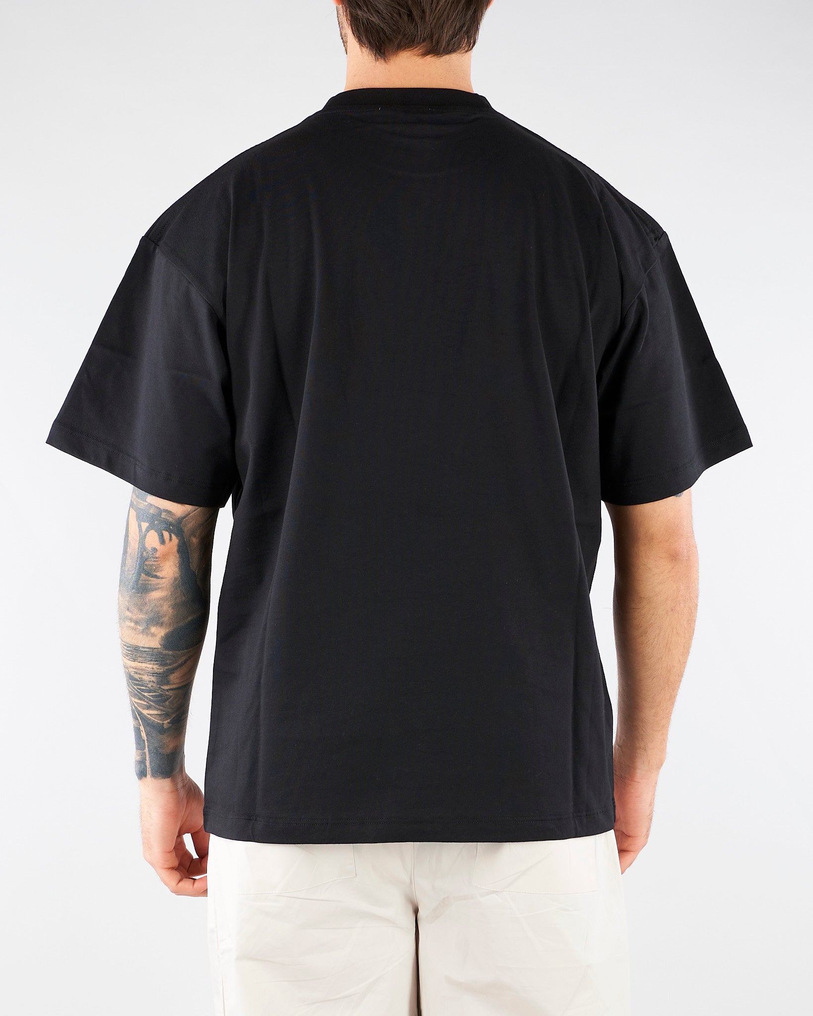 T-shirt Nero con stampa logo Relaxed Fit S6PKUATH154 110 A PAPER KID 
