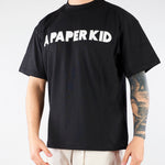 T-shirt Nero con stampa logo Relaxed Fit S6PKUATH154 110 A PAPER KID 