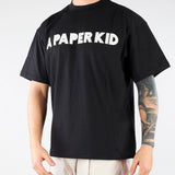 T-shirt Nero con stampa logo Relaxed Fit S6PKUATH154 110 A PAPER KID 