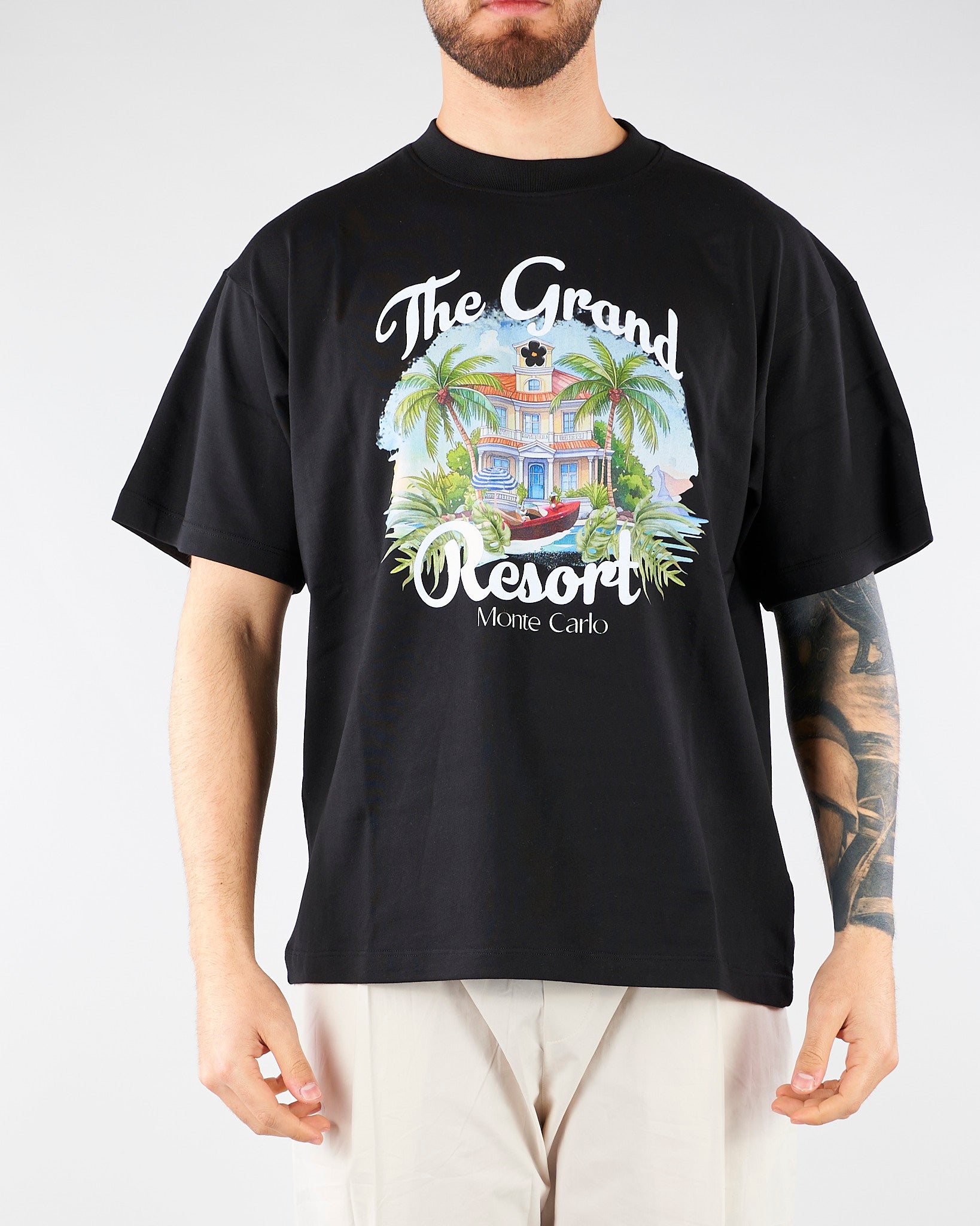 T-shirt Nero con stampa Relaxed fit S6PKUATH159 110 A PAPER KID 