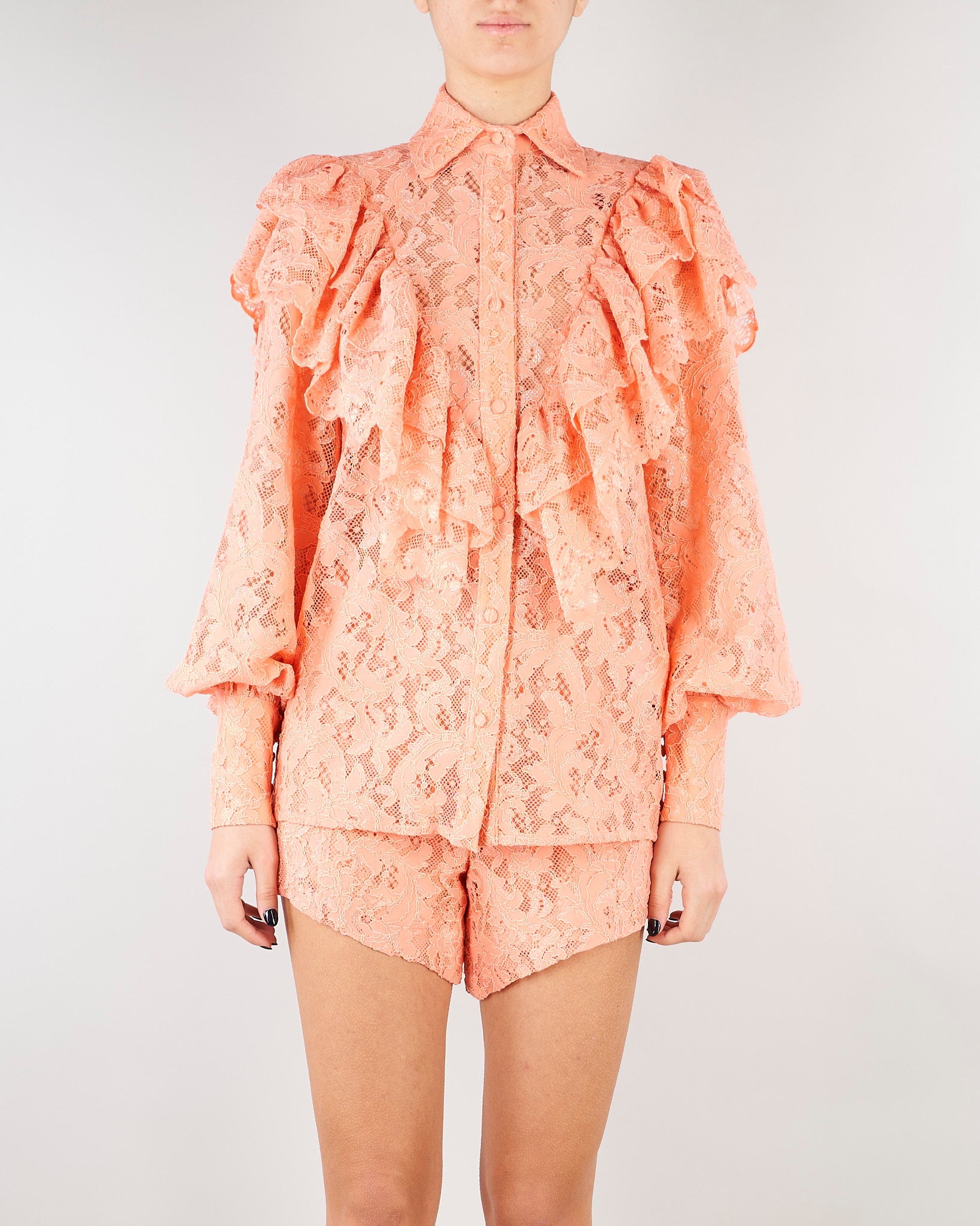 Camicia Pesca in pizzo con rouches ACT16113CA606 144 ACTUALEE 