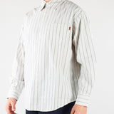 Camicia a righe Bianco-Blu Relaxed fit con rotture HTEM210301 394 ACUPUNCTURE 