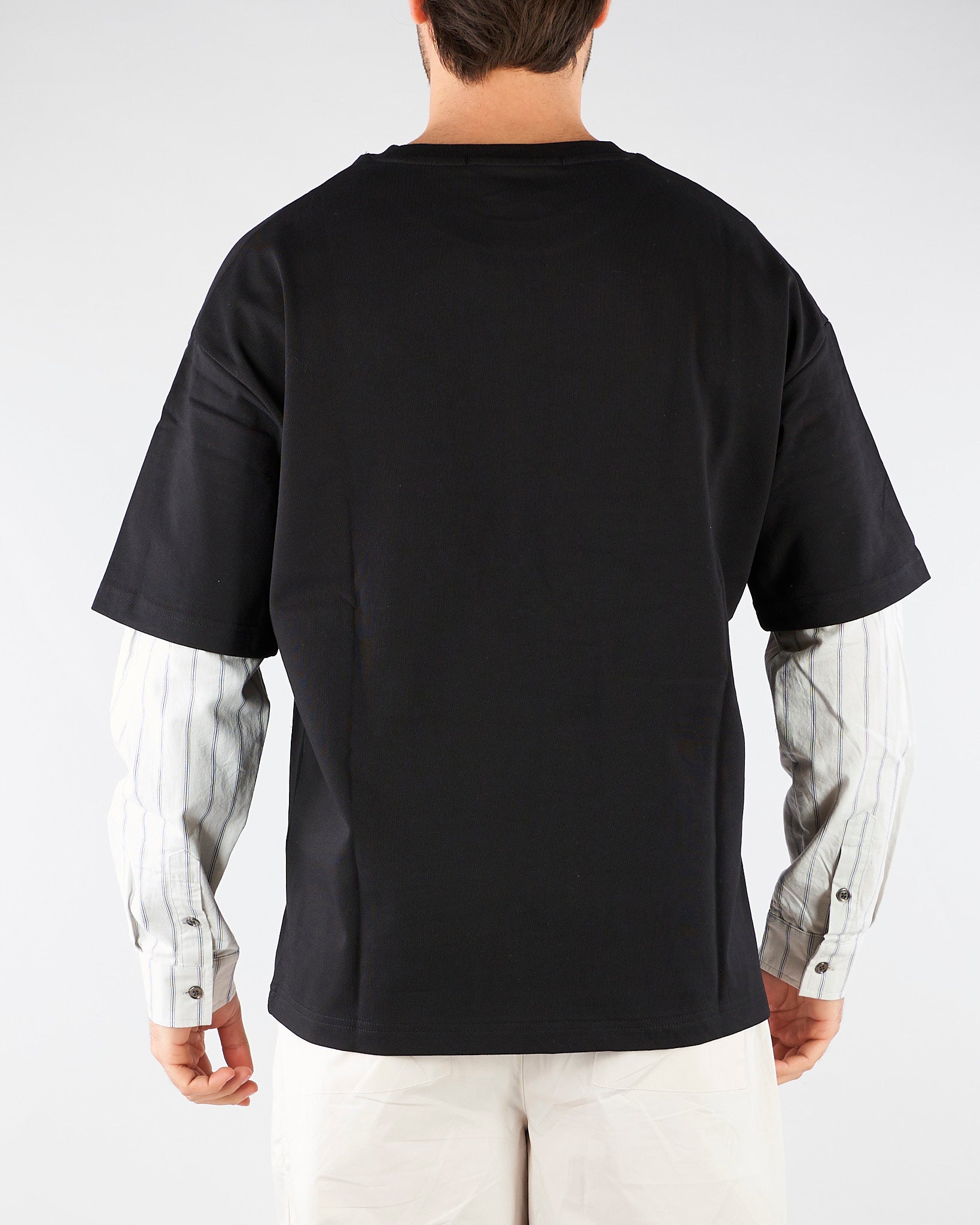 T-shirt Nero con manica lunga in camicia HTEM310501 111 ACUPUNCTURE 
