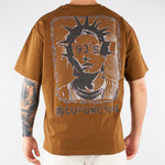 T-shirt Boxy Tabacco con logo e maxi stampa sul retro HTEM321202 917 ACUPUNCTURE 