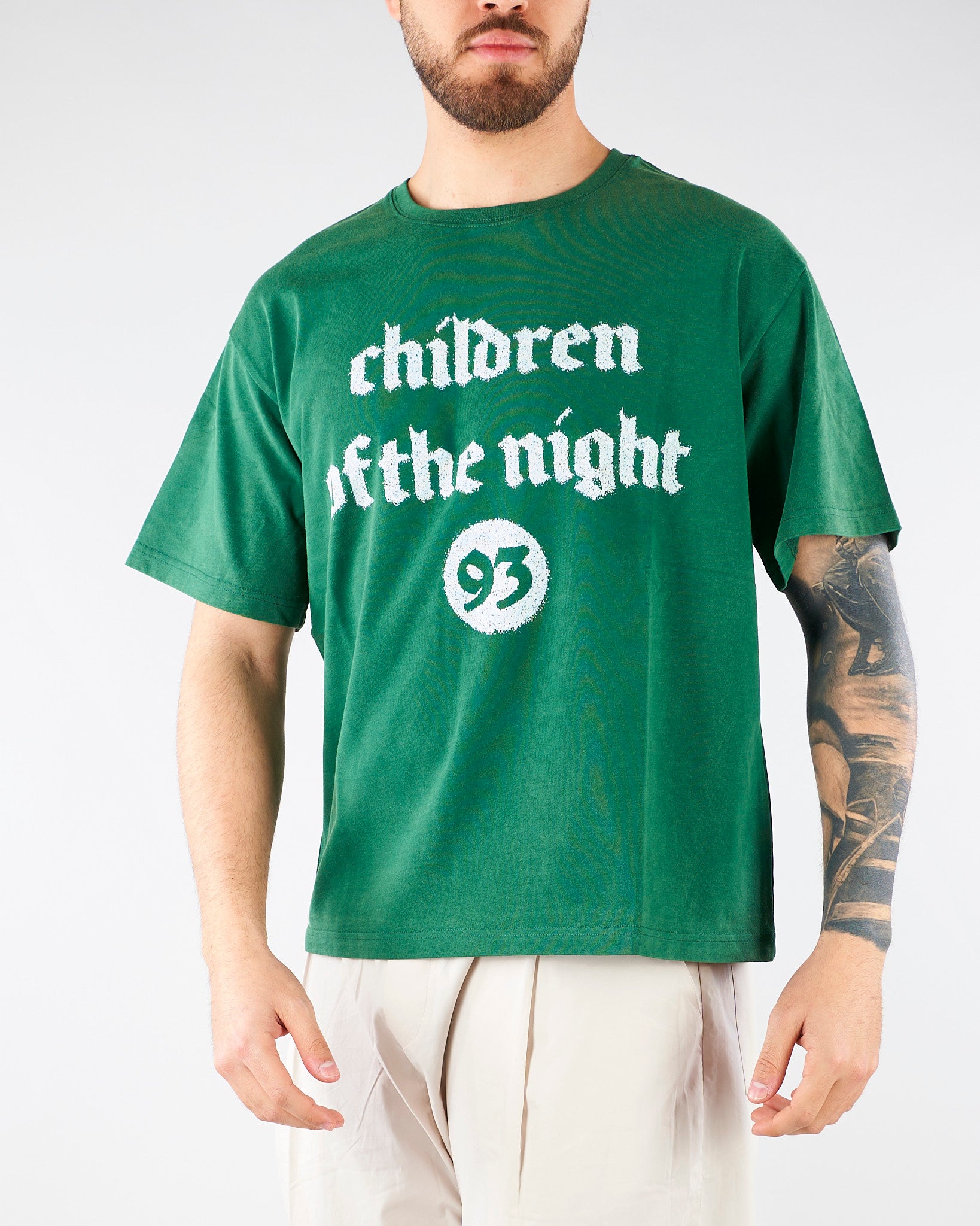 T-shirt Boxy Verde con stampa HTEM321302 413 ACUPUNCTURE 