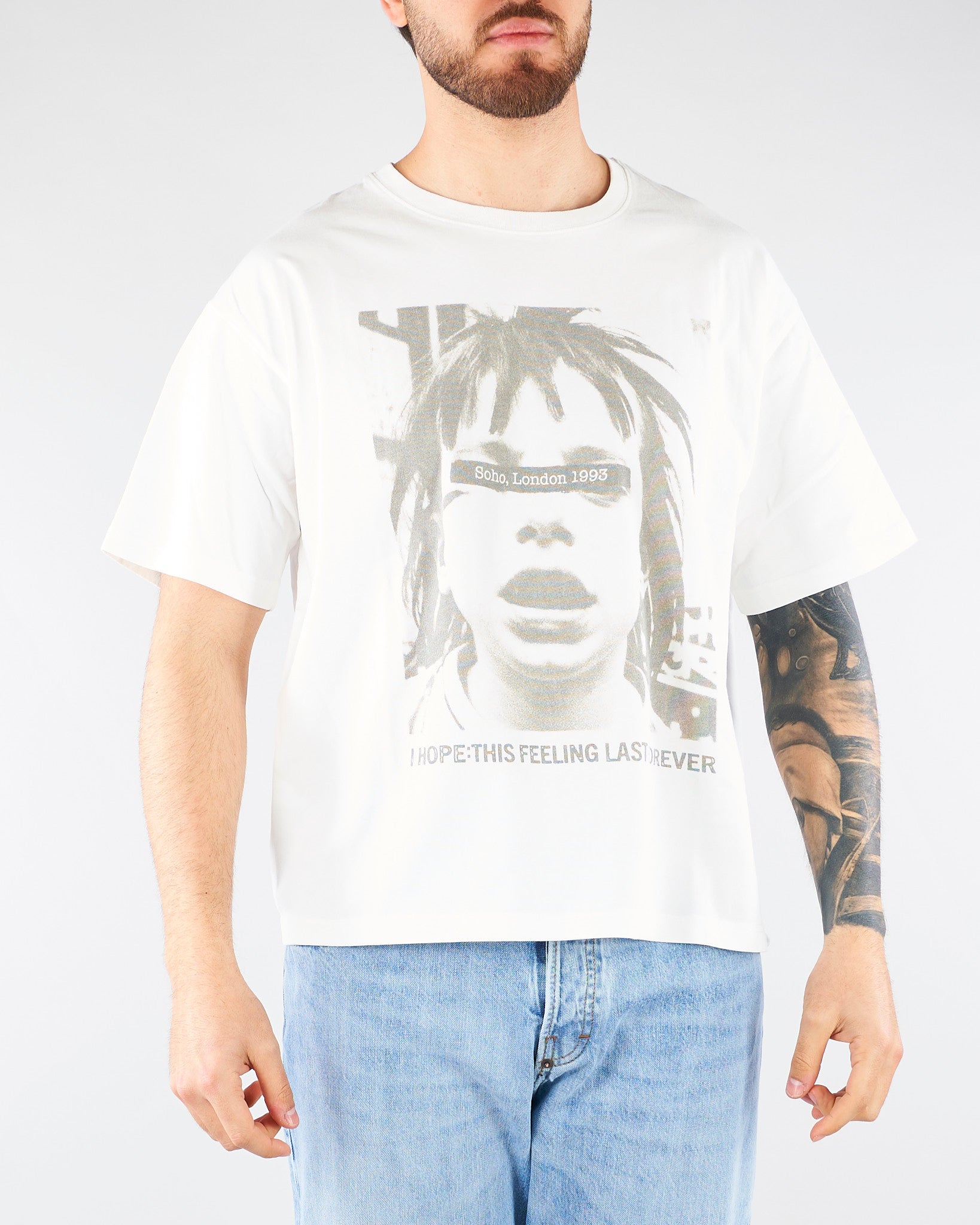 T-shirt Boxy Bianco con stampa HTEM321802 214 ACUPUNCTURE 
