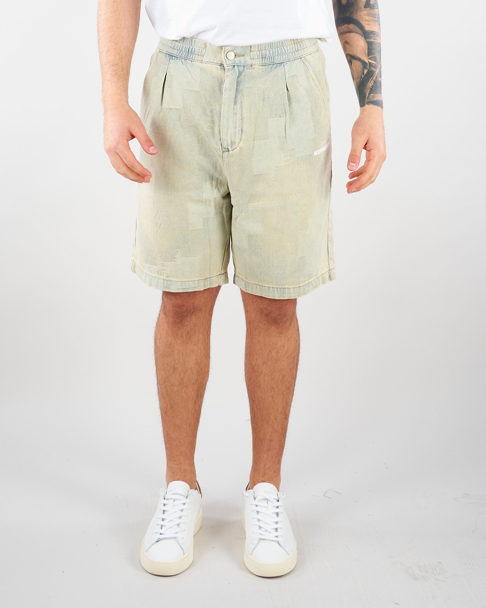 Bermuda Denim patchwork con logo HTEM822702 315 ACUPUNCTURE 