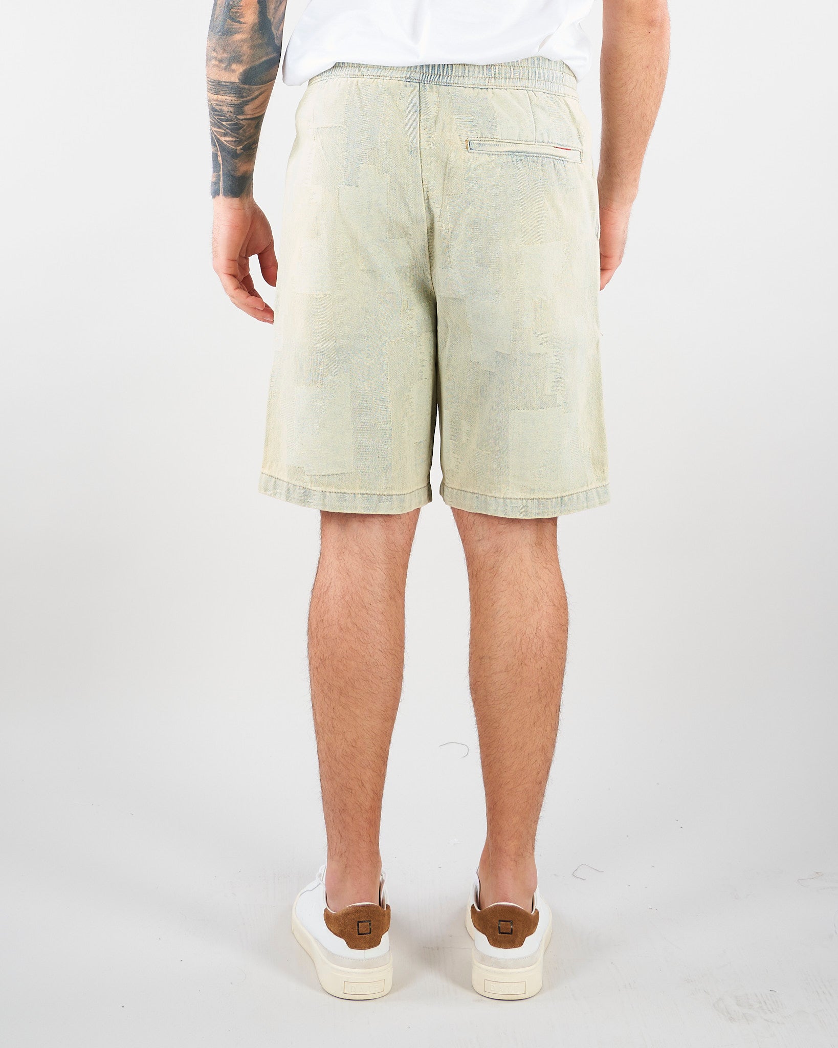 Bermuda Denim patchwork con logo HTEM822702 315 ACUPUNCTURE 