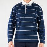 Polo Blu a righe con colletto a contrasto B6AB0011 88 AMARANTO 