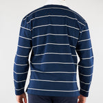 Polo Blu a righe con colletto a contrasto B6AB0011 88 AMARANTO 