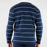 Polo Blu a righe con colletto a contrasto B6AB0011 88 AMARANTO 