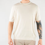 Maglia Beige in puro lino e cotone B9AB0030 417 AMARANTO 