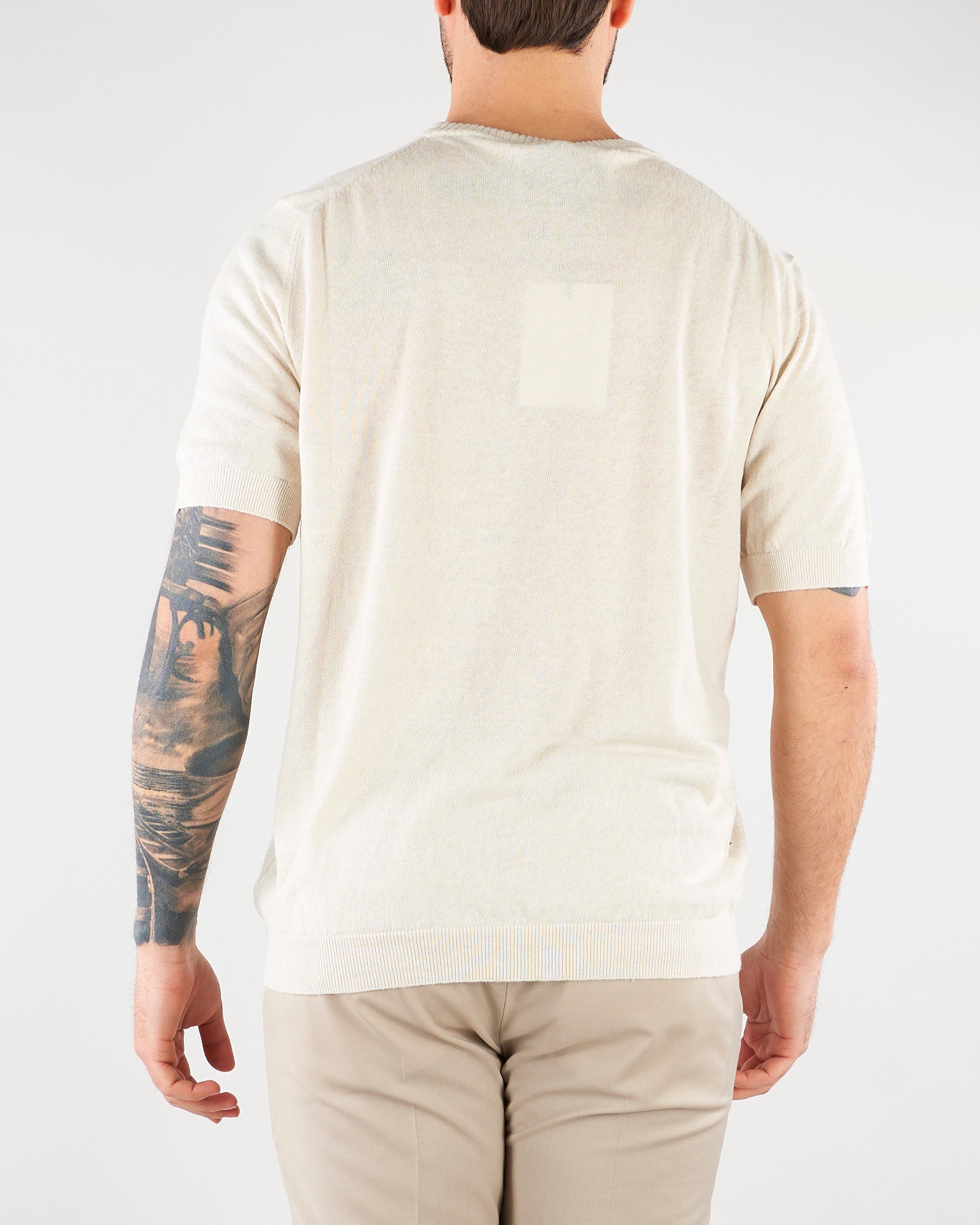 Maglia Beige in puro lino e cotone B9AB0030 417 AMARANTO 