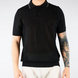 Polo Nero in maglia microforata con profili a contrasto B9AB0050 437 AMARANTO 