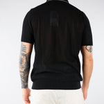 Polo Nero in maglia microforata con profili a contrasto B9AB0050 437 AMARANTO 