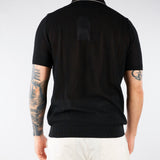 Polo Nero in maglia microforata con profili a contrasto B9AB0050 437 AMARANTO 