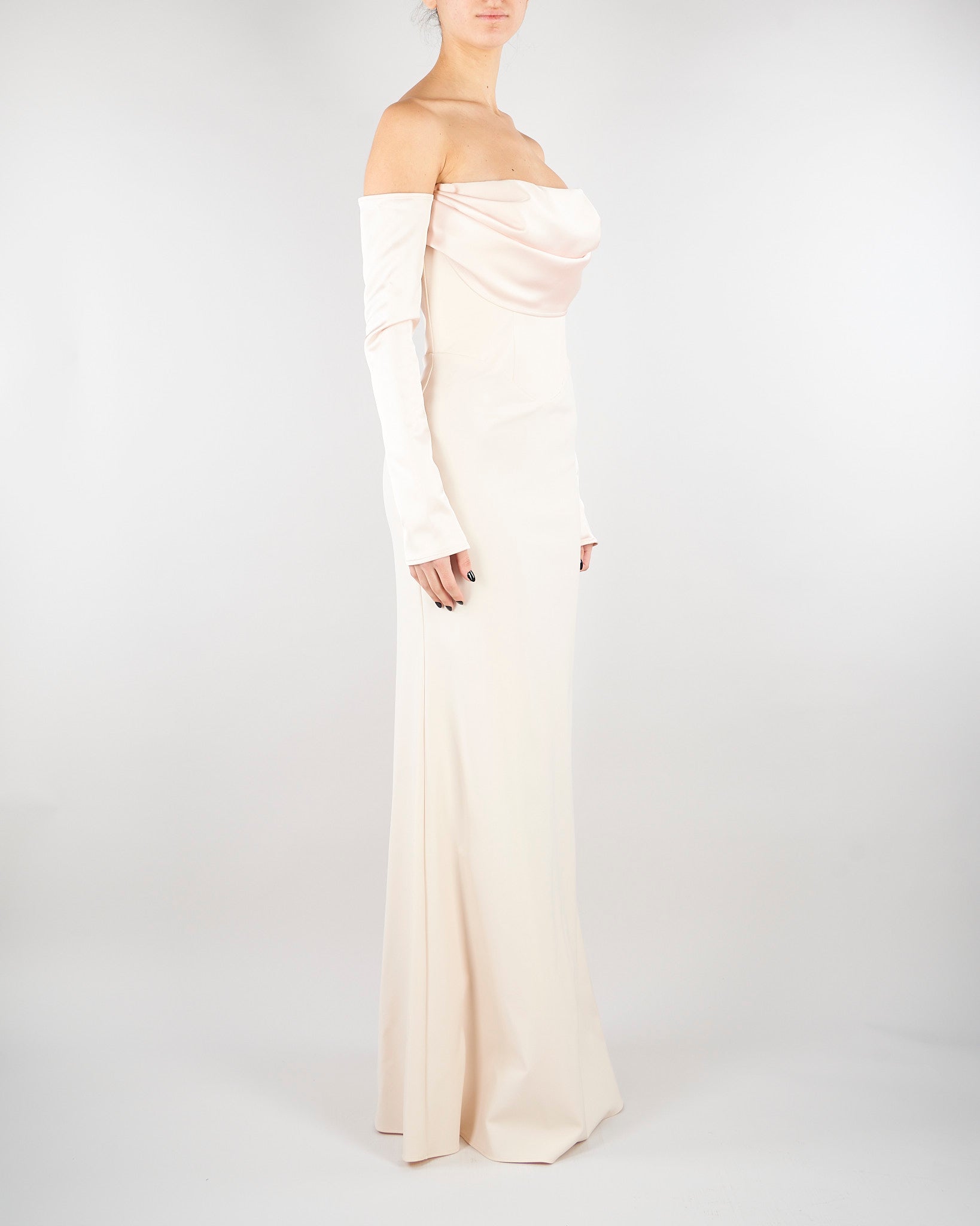 Abito Crema in satin AT120 3 ATELIER LEGORA 