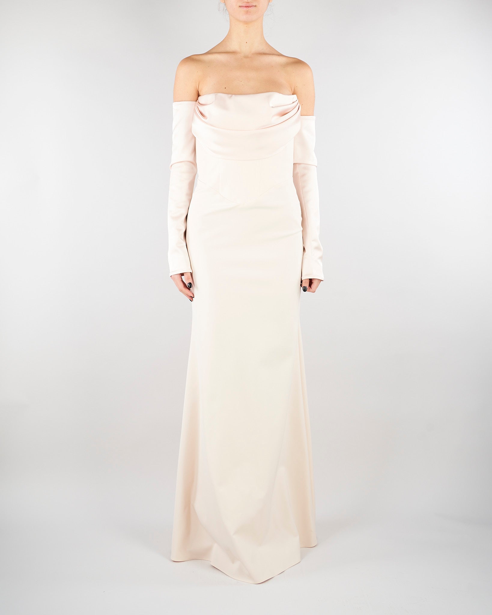 Abito Crema in satin AT120 3 ATELIER LEGORA 