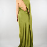 Abito Verde in satin con fiore AT132 36 ATELIER LEGORA 