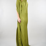 Abito Verde in satin con fiore AT132 36 ATELIER LEGORA 
