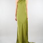 Abito Verde in satin con fiore AT132 36 ATELIER LEGORA 