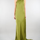 Abito Verde in satin con fiore AT132 36 ATELIER LEGORA 