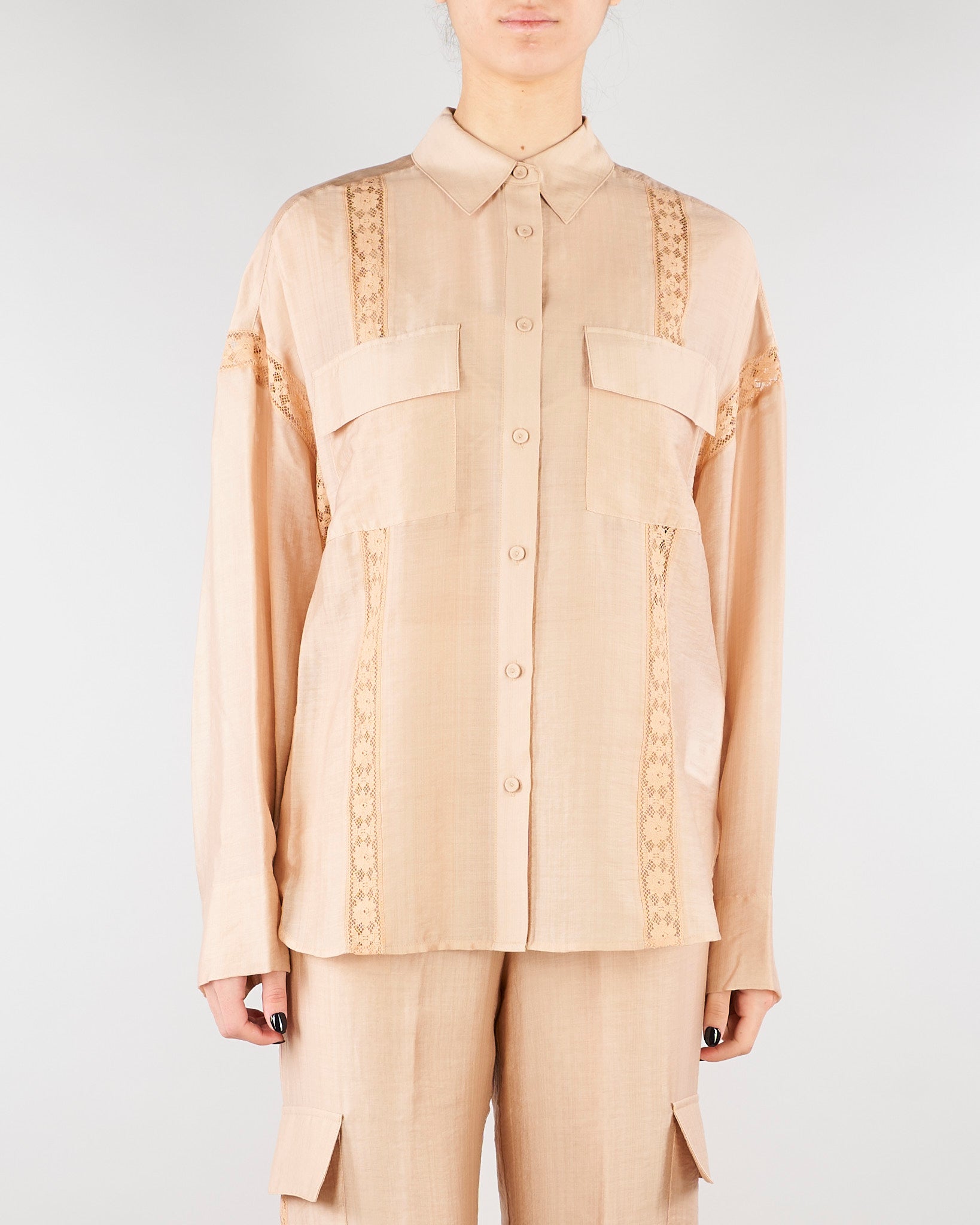 Camicia Beige con pizzo RA6062T486A 61212 BLUGIRL 