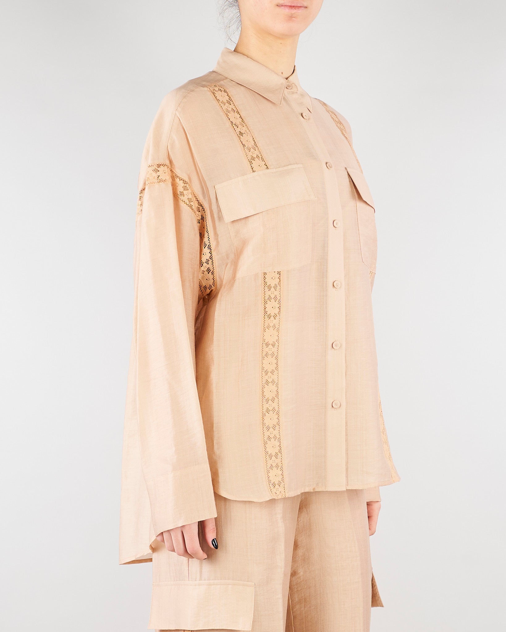 Camicia Beige con pizzo RA6062T486A 61212 BLUGIRL 