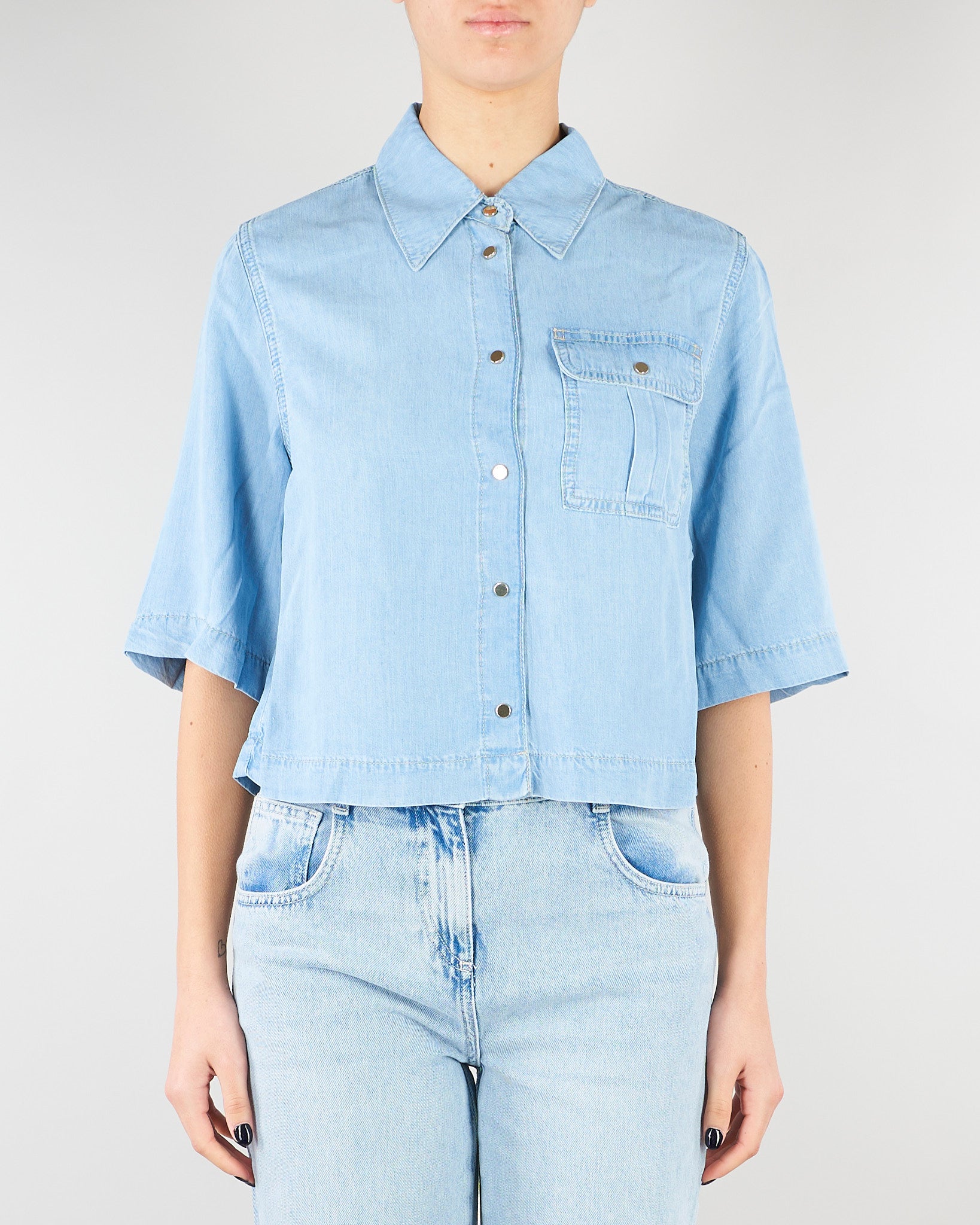 Camicia Boxy in denim lyocell RA6078D5049 77564 BLUGIRL 