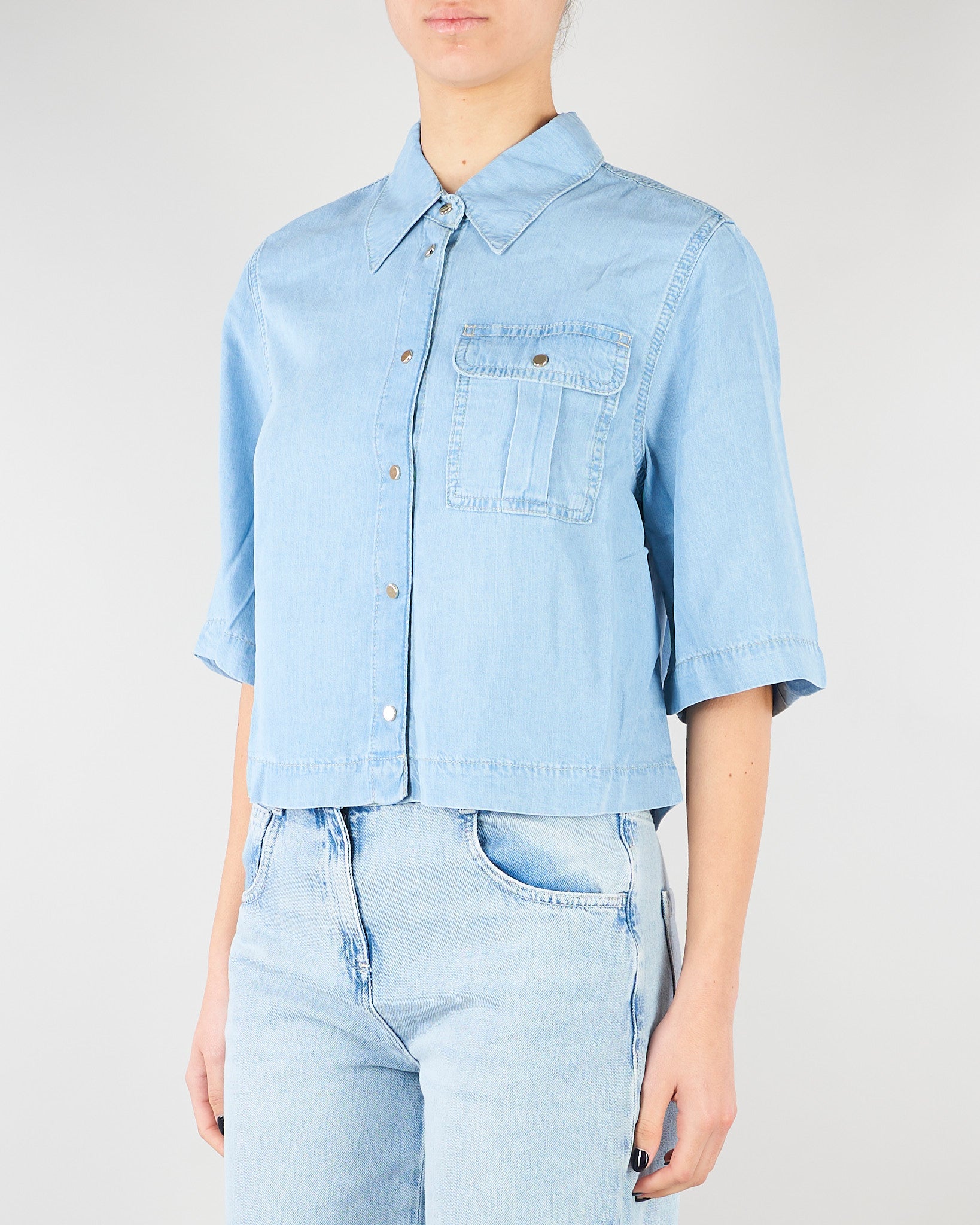 Camicia Boxy in denim lyocell RA6078D5049 77564 BLUGIRL 