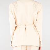 Giacca Over Crema in misto lino con ricamo RA6091T8823 P9545 BLUGIRL 