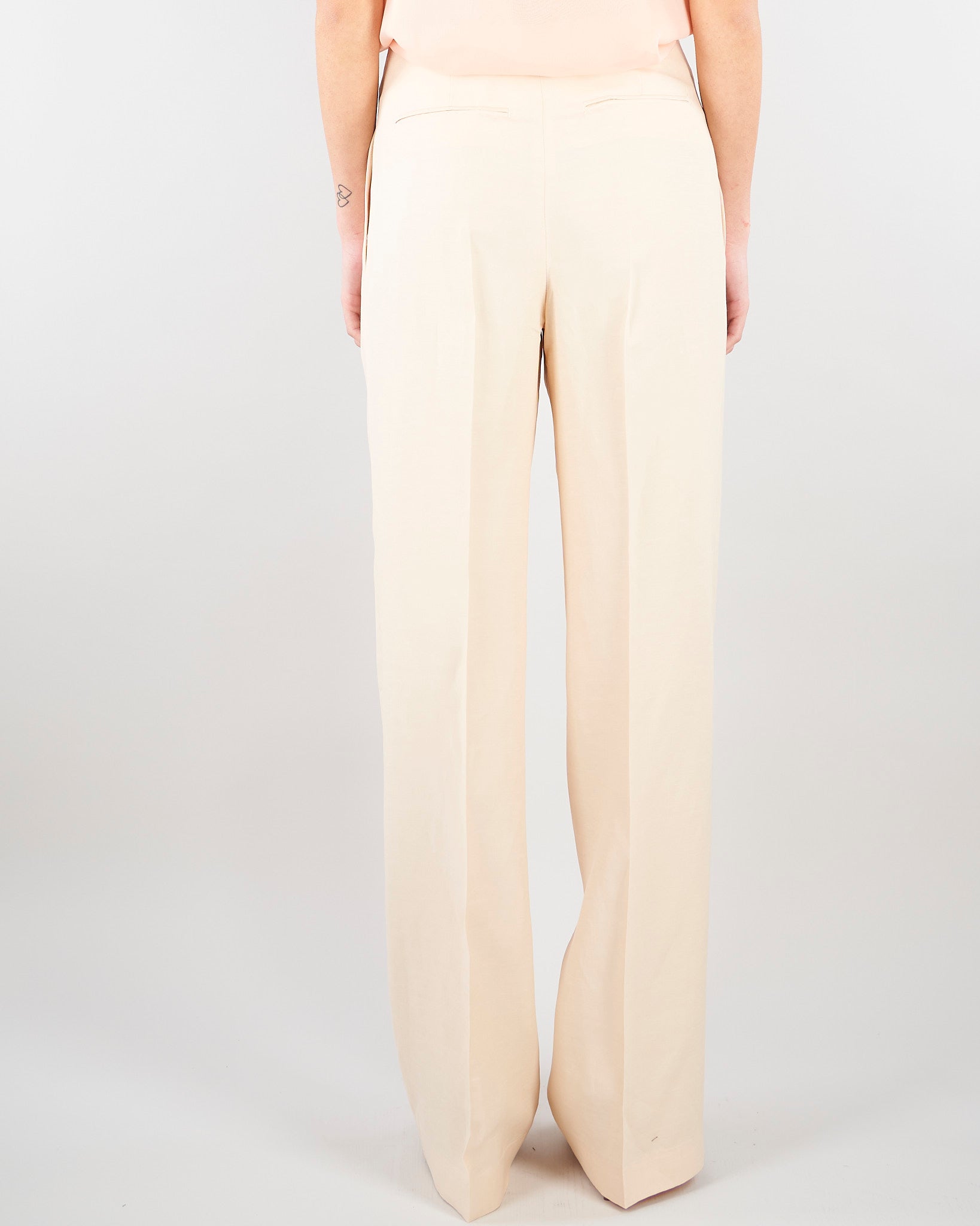 Pantaloni Crema wide leg in misto lino RA6094T8823 21406 BLUGIRL 