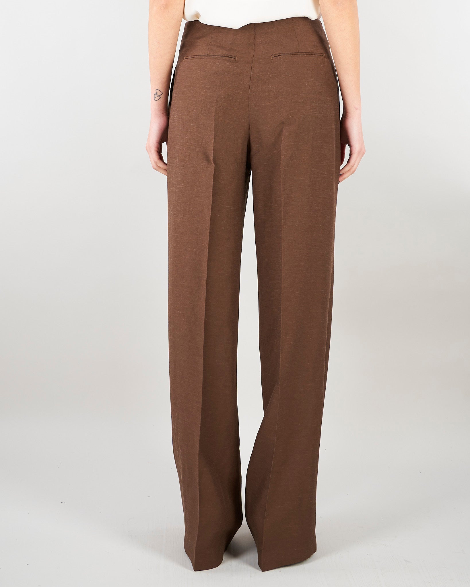 Pantaloni Cioccolato wide leg in misto lino RA6094T8823 90913 BLUGIRL 