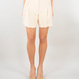 Shorts Crema in misto lino con ricami in pizzo RA6096T8823 P9545 BLUGIRL 