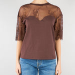 T-shirt Cioccolato in jersey con pizzo RA6132J5003 90913 BLUGIRL 