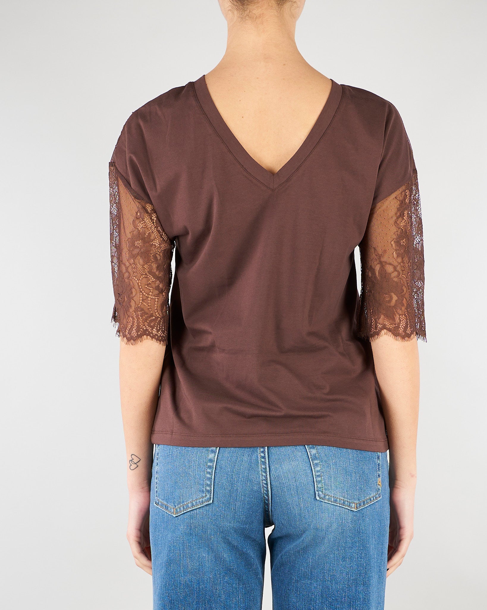 T-shirt Cioccolato in jersey con pizzo RA6132J5003 90913 BLUGIRL 