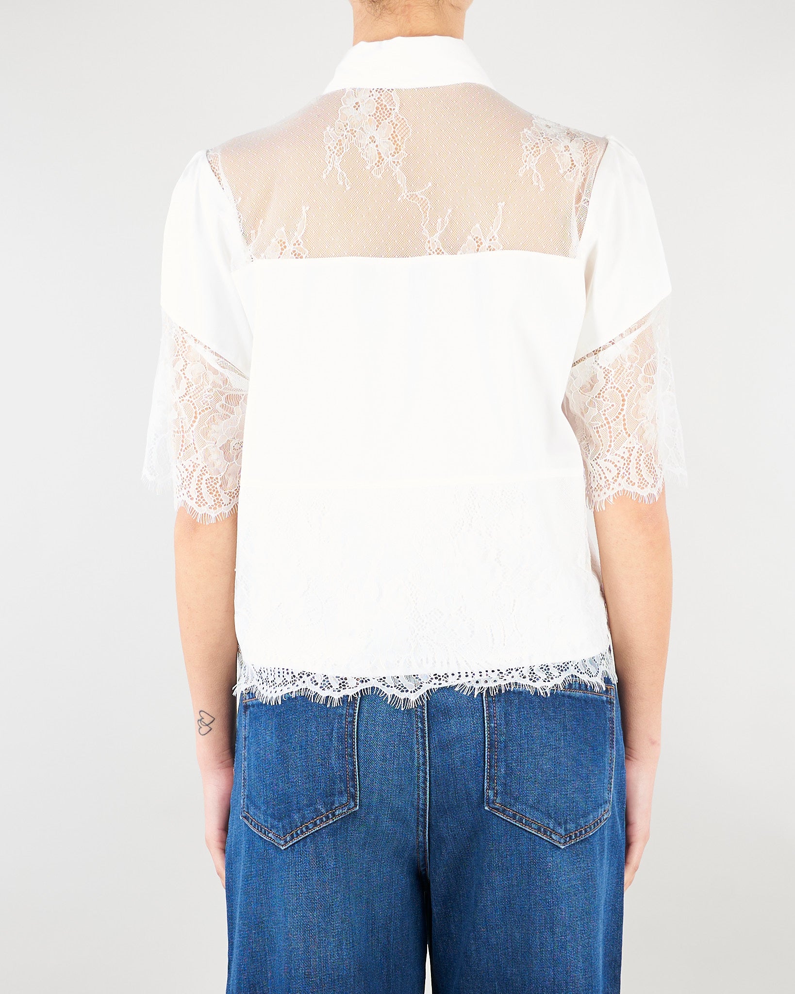 Camicia Bianco in cotone con pizzo RA6142T544A 11111 BLUGIRL 