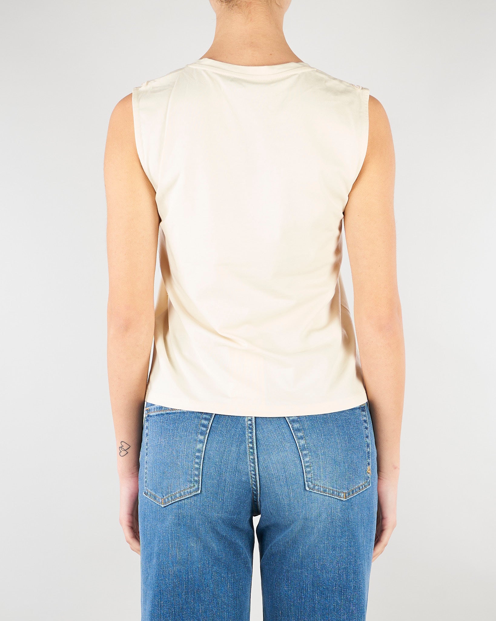 Top Crema in jersey con pizzo RA6152J5003 21406 BLUGIRL 