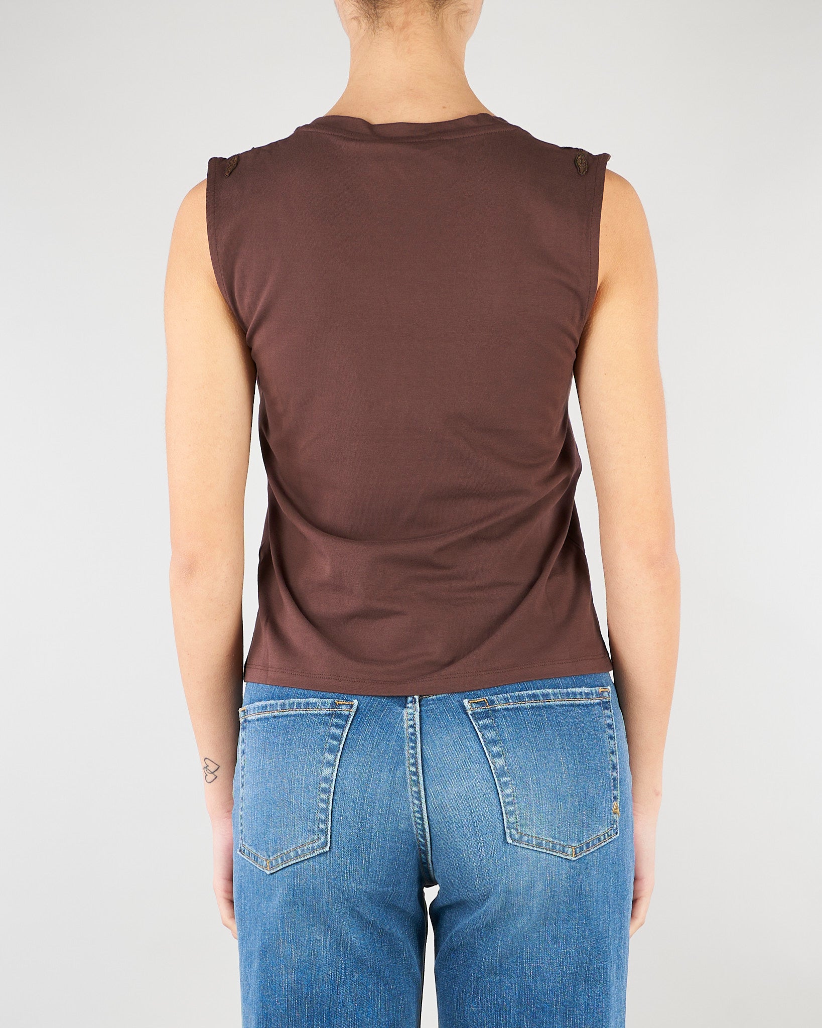 Top Cioccolato in jersey con pizzo RA6152J5003 90913 BLUGIRL 