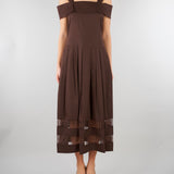 Abito midi Marrone in cotone e pizzo RA6154T544A 90913 BLUGIRL 