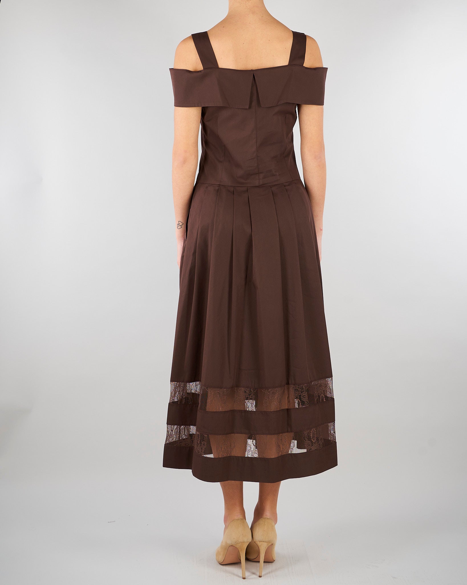 Abito midi Marrone in cotone e pizzo RA6154T544A 90913 BLUGIRL 