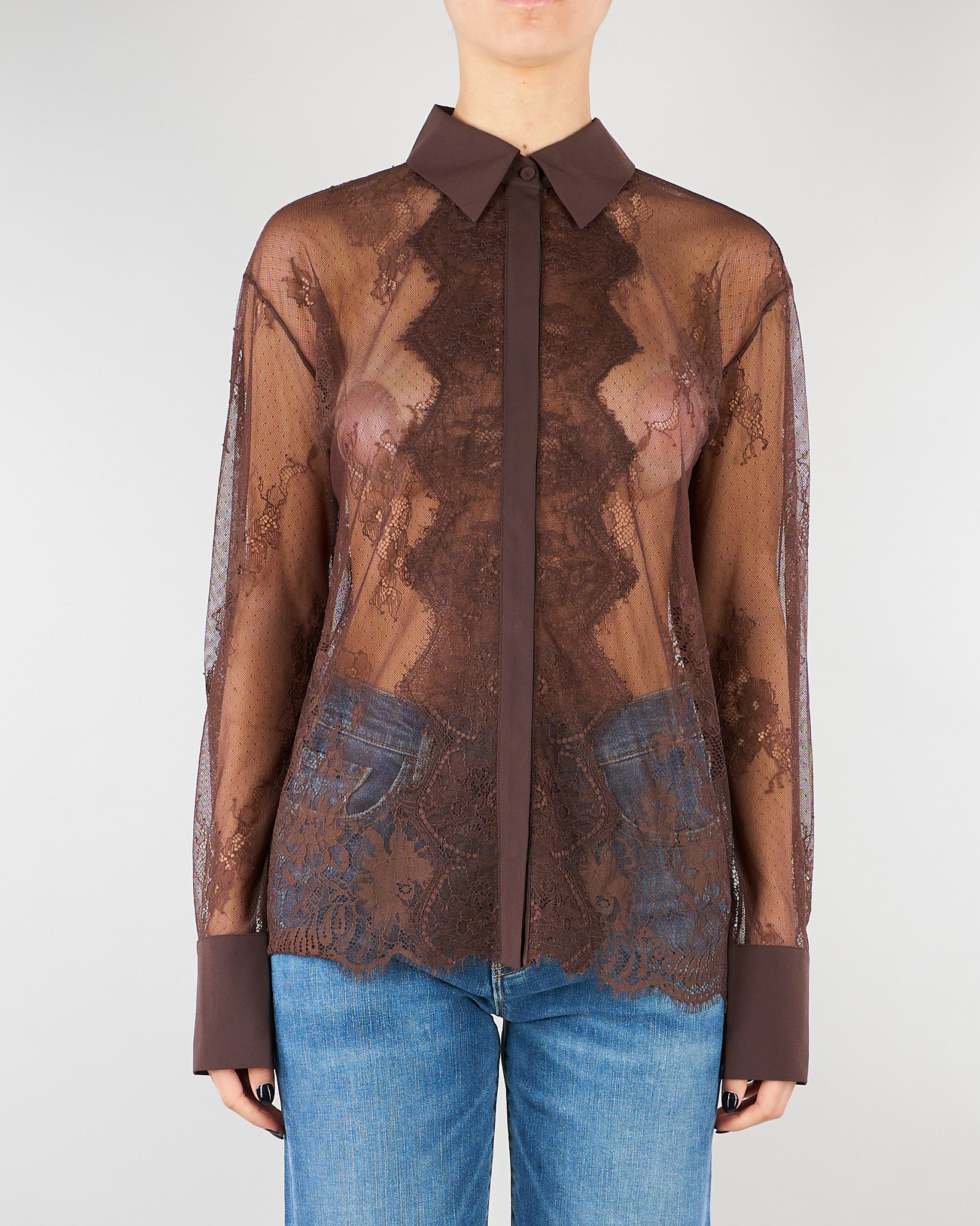 Camicia Cioccolato in pizzo RA6155J3901 90913 BLUGIRL 