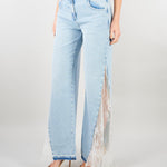 Jeans ampi in denim con pizzo RA6181D5009 77488 BLUGIRL 