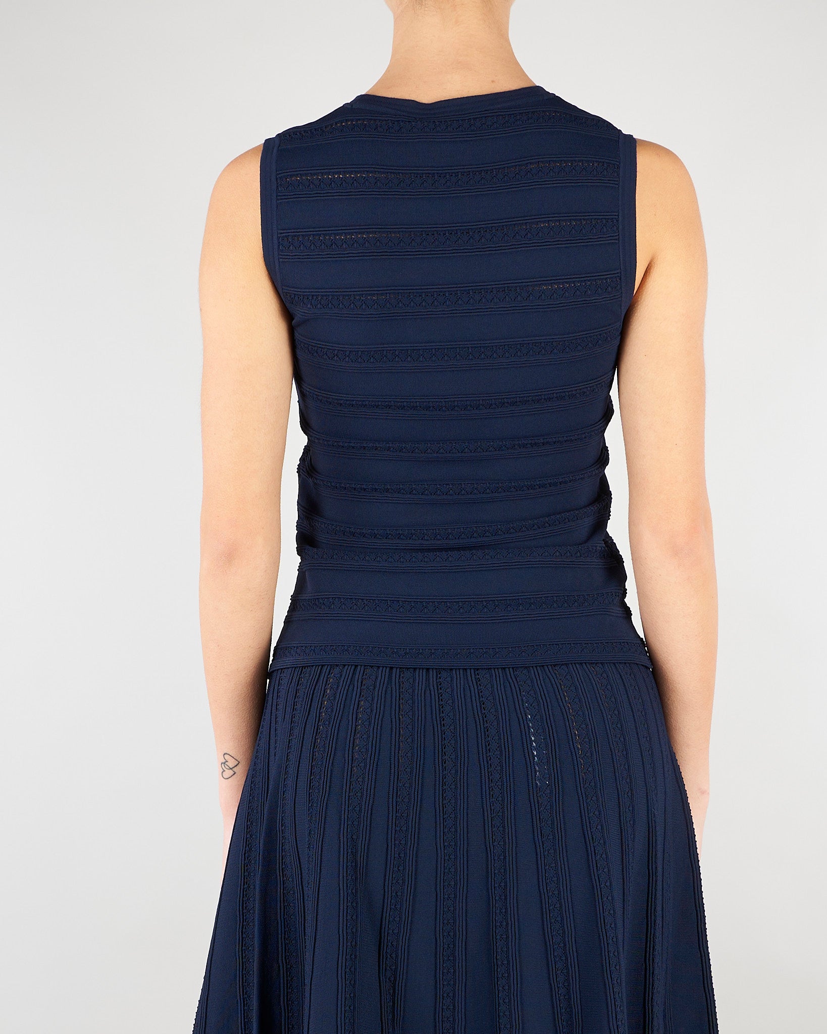 Top Blu in maglia di viscosa pointelle RA6187MA89R 93713 BLUGIRL 