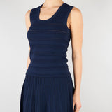 Top Blu in maglia di viscosa pointelle RA6187MA89R 93713 BLUGIRL 