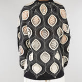 Blusa Nero-Bianco con ricami D3209763 01 CLIPS 