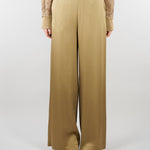 Pantalone Verde in satin wide leg E2259420 30 CLIPS 